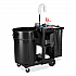 Executive Janitorial Cleaning Cart, Plastic, 4 Shelves, 1 Bin, 21.75