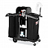 High-Security Housekeeping Cart, Plastic, 3 Shelves, 2 Bins, 22