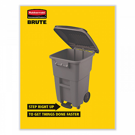 Brute Roll-Out Heavy-Duty Container, 65 gal, Polyethylene, Gray (9W21GY)