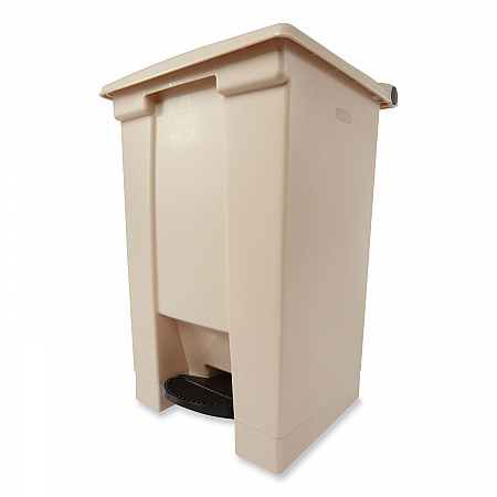 Indoor Utility Step-On Waste Container, 12 gal, Plastic, Beige (6144BEI)