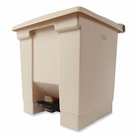Indoor Utility Step-On Waste Container, 8 gal, Plastic, Beige (6143BEI)