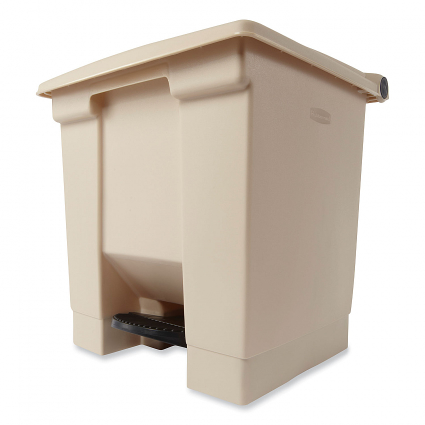 Indoor Utility Step-On Waste Container, 8 gal, Plastic, Beige (6143BEI)