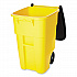 Square Brute Rollout Container, 50 gal, Molded Plastic, Yellow (9W27YEL)