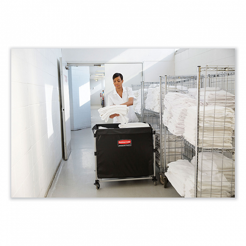 One-Compartment Collapsible X-Cart, Synthetic Fabric, 9.96 cu ft Bin, 24.1" x 35.7" x 34", Black/Silver (1881750)