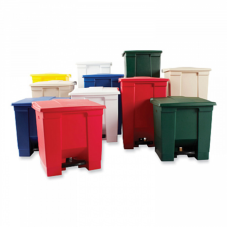 Indoor Utility Step-On Waste Container, 8 gal, Plastic, Red (6143RED)