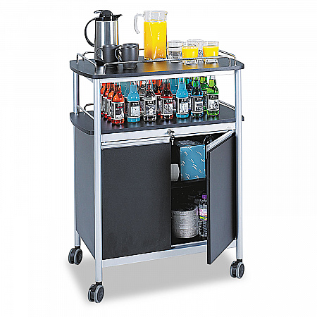 Mobile Beverage Cart, Plastic, 4 Shelves, 33.5
