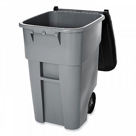 Rollout Container, 50 gal, Molded Plastic, Gray (9W27GY)