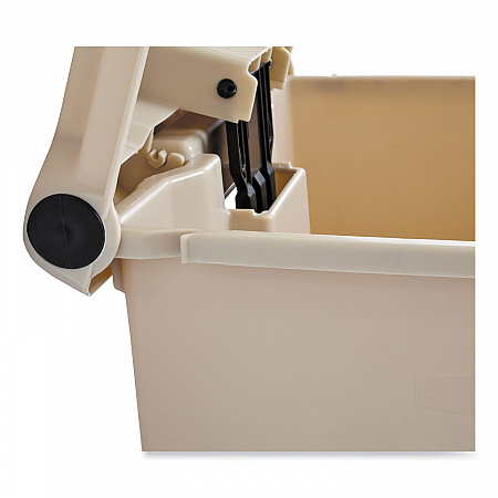 Indoor Utility Step-On Waste Container, 12 gal, Plastic, Beige (6144BEI)