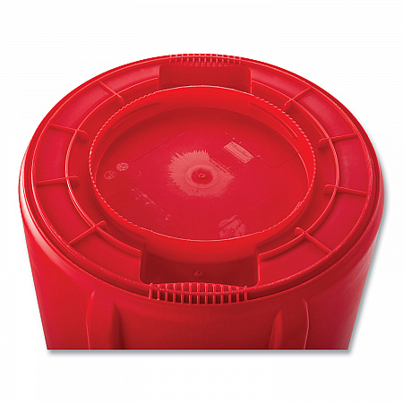 Vented Round Brute Container, 32 gal, Plastic, Red (2632RED)