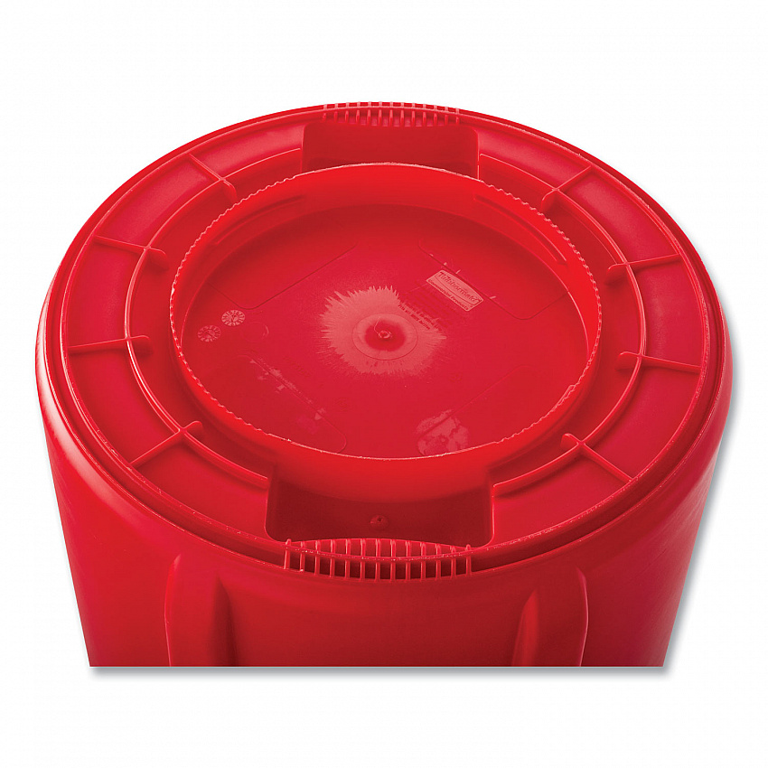 Vented Round Brute Container, 32 gal, Plastic, Red (2632RED)