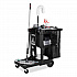 Executive Janitorial Cleaning Cart, Plastic, 4 Shelves, 1 Bin, 21.75