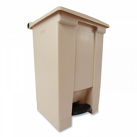 Indoor Utility Step-On Waste Container, 12 gal, Plastic, Beige (6144BEI)