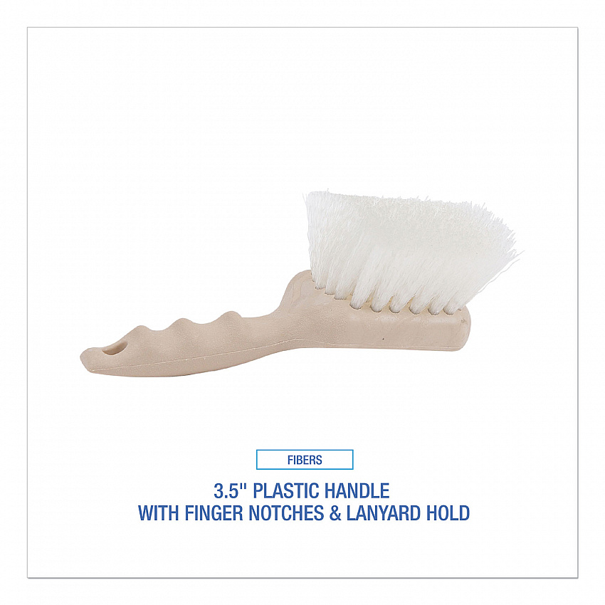 Utility Brush, Cream Nylon Bristles, 5.5" Brush, 3.5" Tan Plastic Handle (4408)