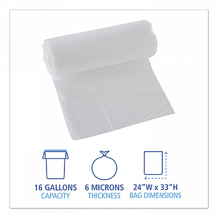 High-Density Can Liners, 16 gal, 6 mic, 24