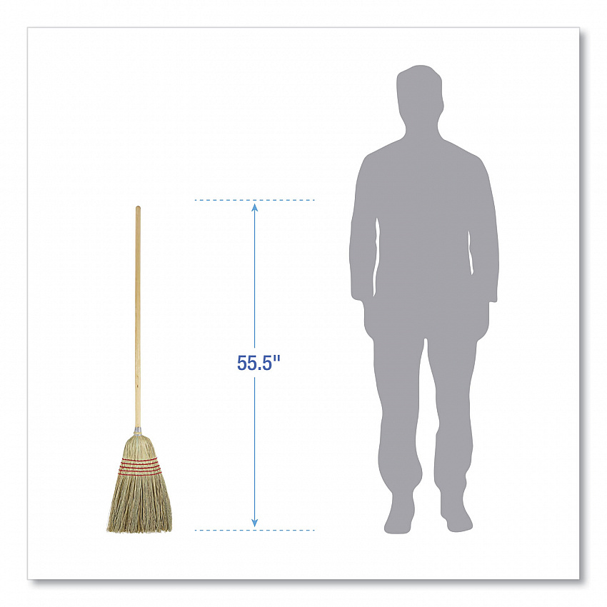 Parlor Broom, Yucca/Corn Fiber Bristles, 55.5" Overall Length, Natural (926YEA)