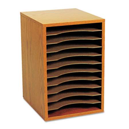 Safco Wood Vertical Desktop Sorter, 11 Sections 10 5/8 x 11 7/8 x 16, Medium Oak (9419MO)