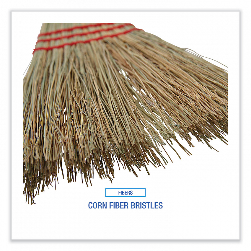 Corn Fiber Lobby/Toy Broom, Corn Fiber Bristles, 39" Overall Length, Red (951TEA)