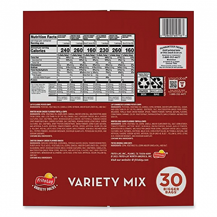 Classic Variety Mix, Assorted, 30 Bags/Box (70227)