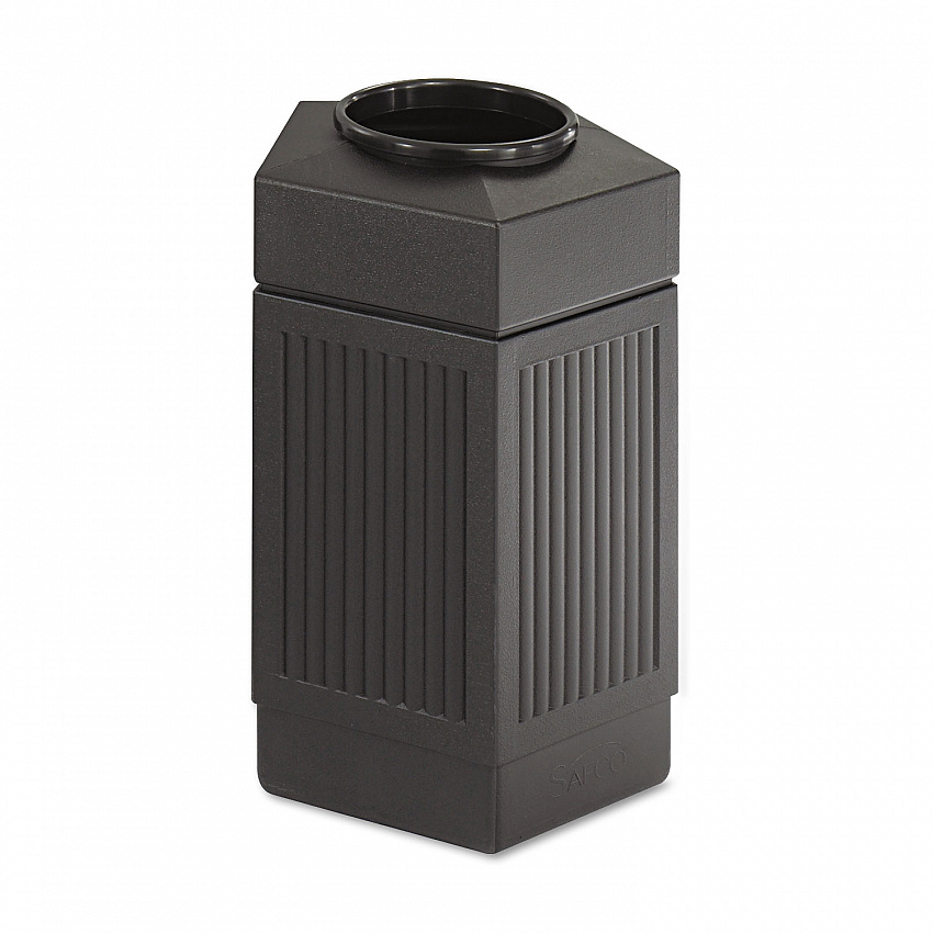 Canmeleon Indoor/Outdoor Pentagon Receptacle, 30 gal, Polyethylene, Black (9485BL)
