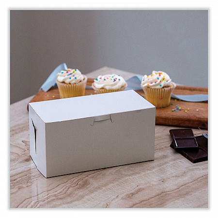 White One-Piece Non-Window Bakery Boxes, Standard, 9 x 5 x 4, White, Paper, 250/Bundle (1549)