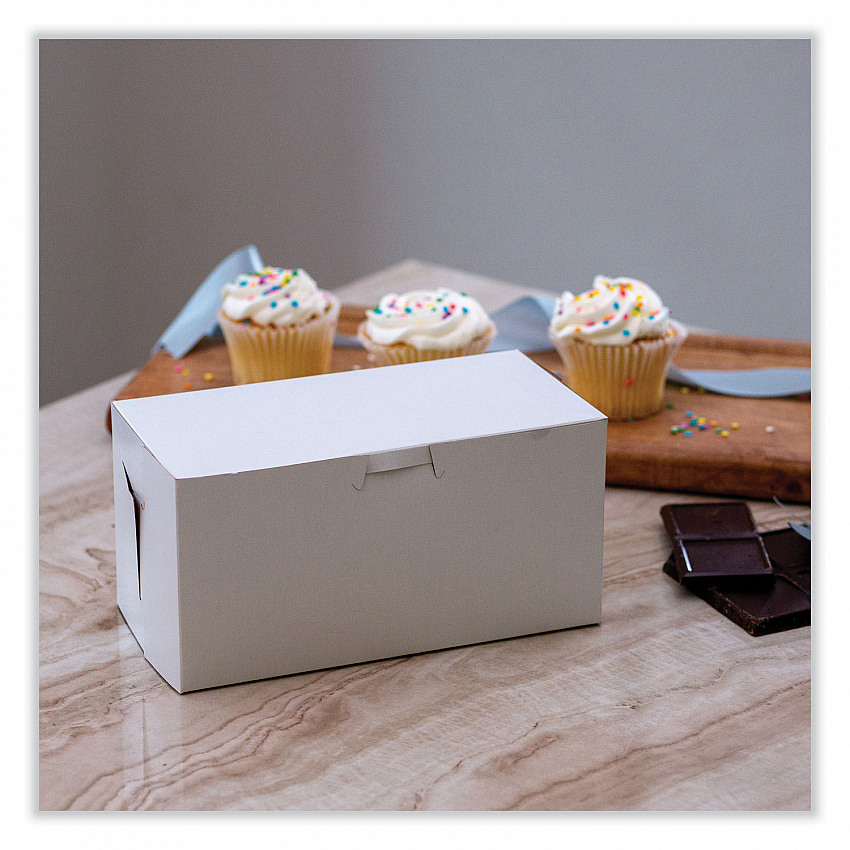 White One-Piece Non-Window Bakery Boxes, Standard, 9 x 5 x 4, White, Paper, 250/Bundle (1549)