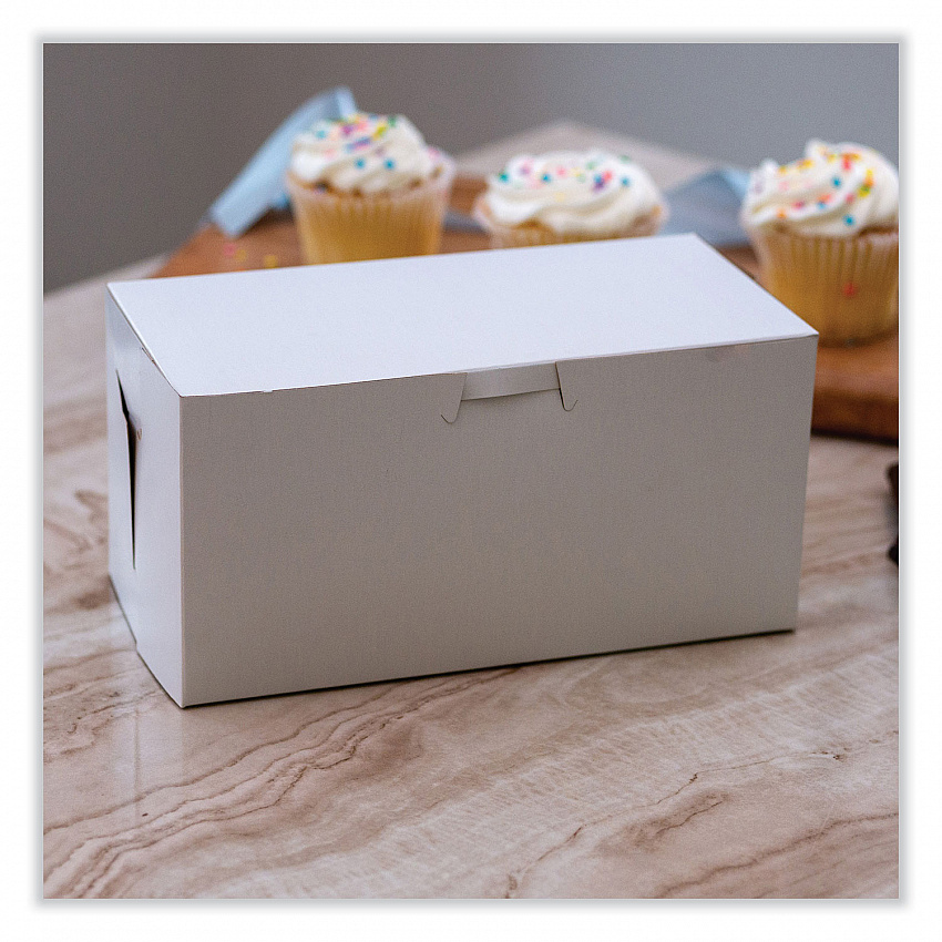 White One-Piece Non-Window Bakery Boxes, Standard, 9 x 5 x 4, White, Paper, 250/Bundle (1549)