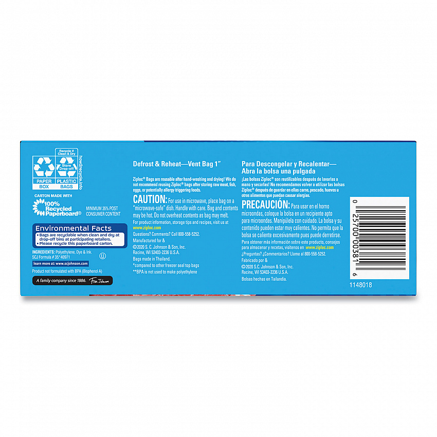 Zipper Freezer Bags, 32 oz, 6.97" x 7.7", Clear, 38 Bags/Box, 9 Boxes/Carton (314444)