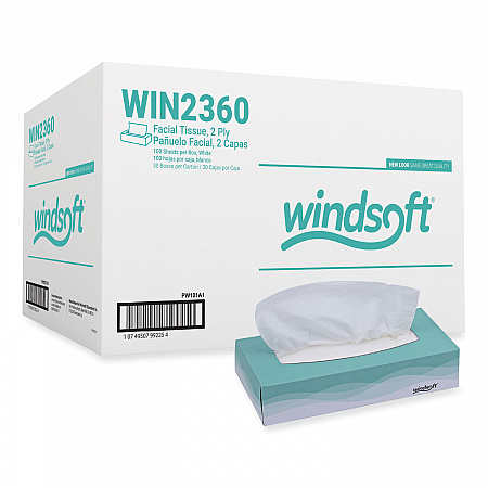 Facial Tissue, Flat Pop-Up Box, 2-Ply, White, 100 Sheets/Box, 30 Boxes/Carton (2360)