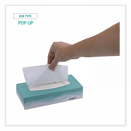 Facial Tissue, Flat Pop-Up Box, 2-Ply, White, 100 Sheets/Box, 30 Boxes/Carton (2360)