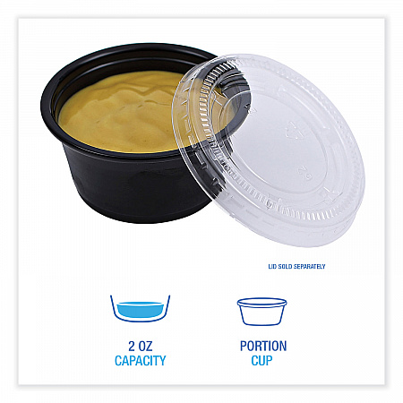 Souffle/Portion Cups, 2 oz, Plastic, Black, 125/Sleeve, 20 Sleeves/Carton (PRTN2BL)