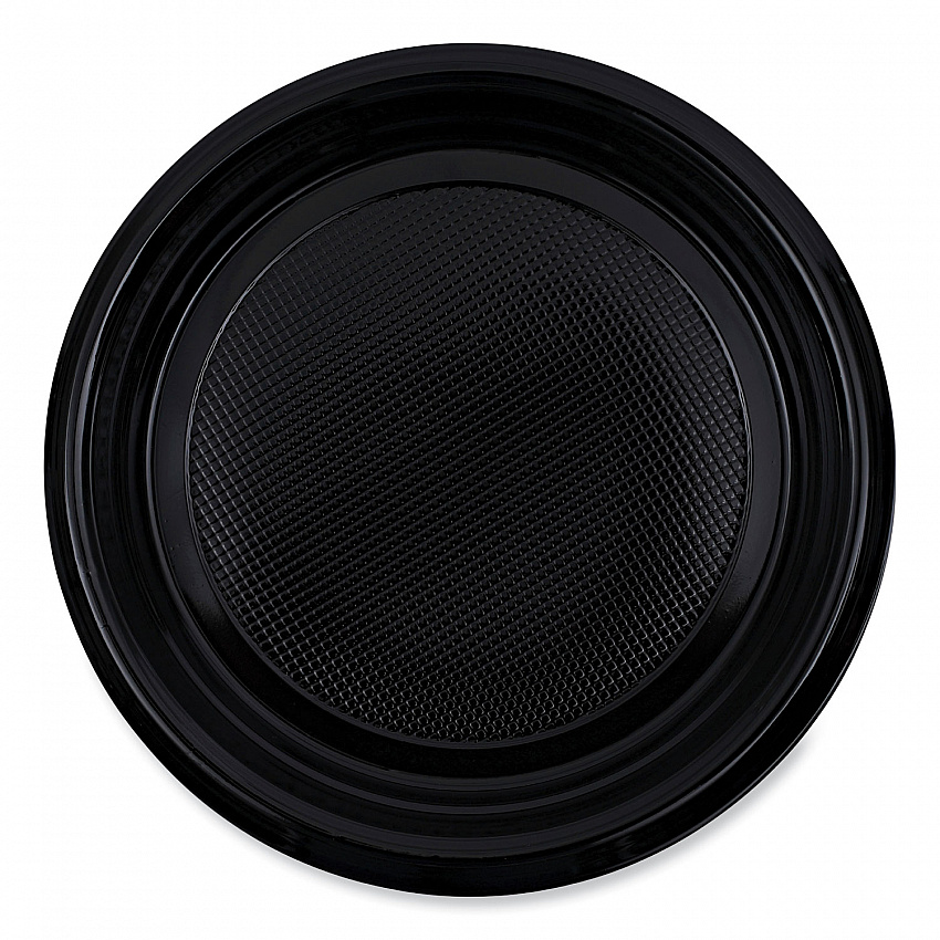 Hi-Impact Plastic Dinnerware, Plate, 9" dia, Black, 500/Carton (PLTHIPS9BL)