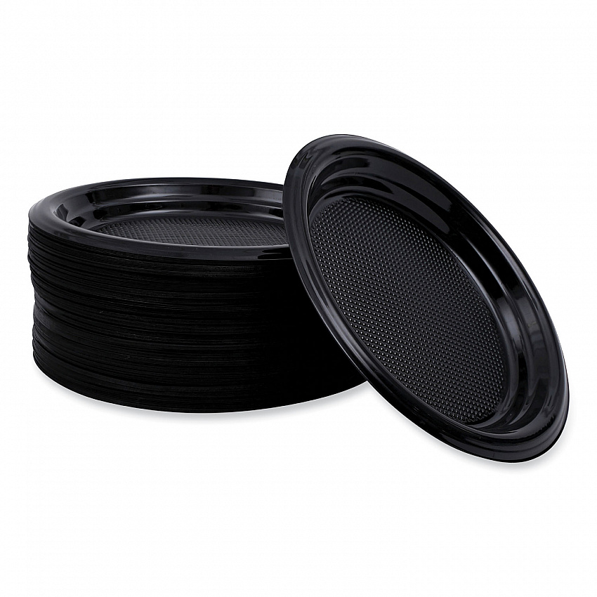 Hi-Impact Plastic Dinnerware, Plate, 6" dia, Black, 1,000/Carton (PLTHIPS6BL)