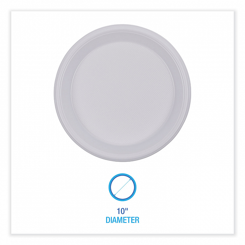 Hi-Impact Plastic Dinnerware, Plate, 10" dia, White, 500/Carton (PLHIPS10WH)