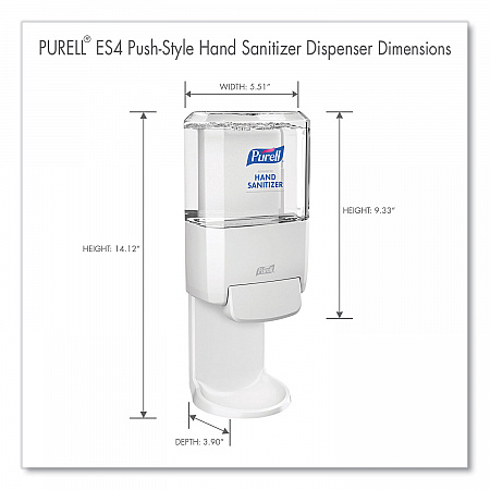 Push-Style Hand Sanitizer Dispenser, 1,200 mL, 5.25 x 8.56 x 12.13, White (502001)