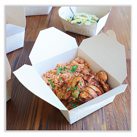 No Tree Folded Takeout Containers, 46 oz, 5.5 x 6.9 x 2.5, Natural, Sugarcane, 300/Carton (TONT8)