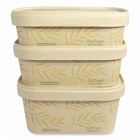 No Tree Rectangular Containers, 24 oz, 4.7 x 6.8 x 2.3, Natural, Sugarcane, 300/Carton (CTNT24)