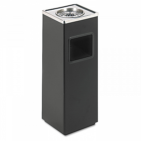 Square Ash 'N' Trash Sandless Urn, 3 gal, Stainless Steel, Black (9696BL)
