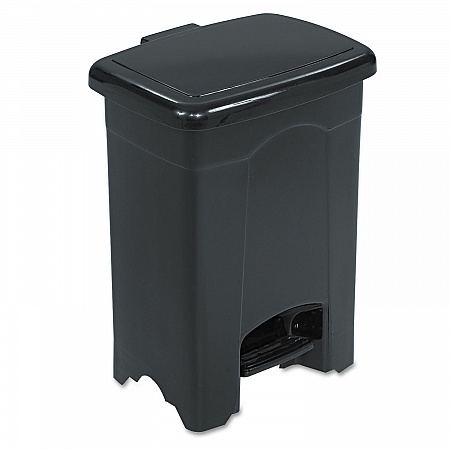 Plastic Step-On Receptacle, 4 gal, Plastic, Black (9710BL)