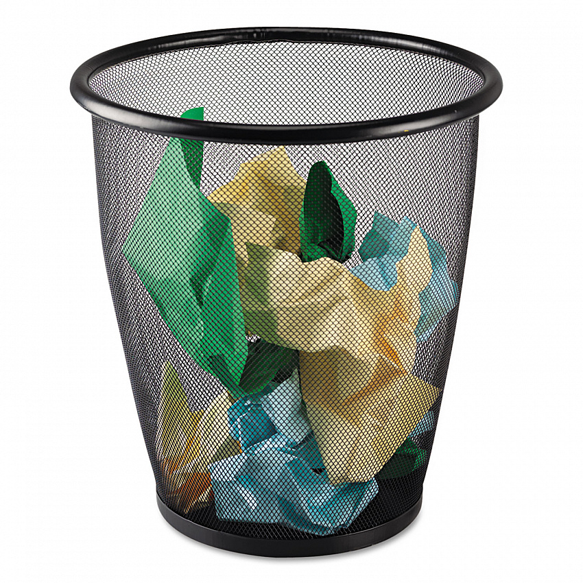 Onyx Round Mesh Wastebaskets, 5 gal, Steel Mesh, Black (9717BL)