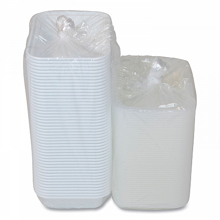 Newspring VERSAtainer Microwavable Containers, Rectangular, 16 oz, 7.4 x 5 x 2.2, White/Clear, Plastic, 150/Carton (NC8168)