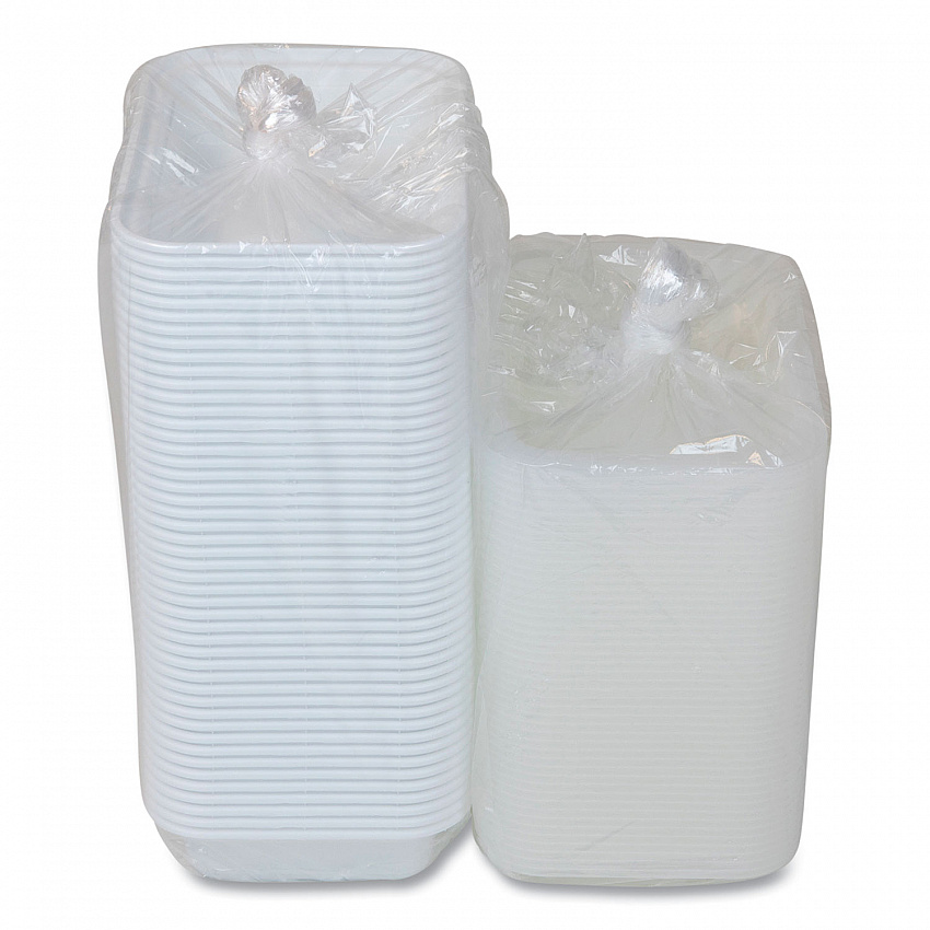 Newspring VERSAtainer Microwavable Containers, Rectangular, 16 oz, 7.4 x 5 x 2.2, White/Clear, Plastic, 150/Carton (NC8168)