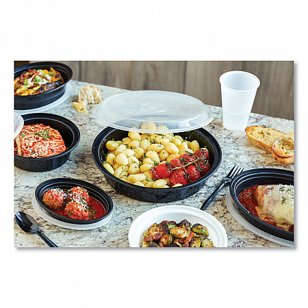 Newspring VERSAtainer Microwavable Containers, Oval, 6 oz, 5.7 x 4 x 1.5, Black/Clear, Plastic, 150/Carton (OC06B)