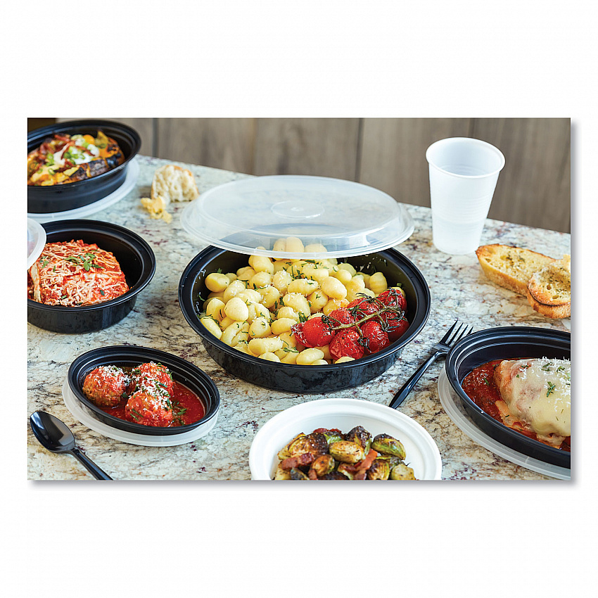 Newspring VERSAtainer Microwavable Containers, Oval, 6 oz, 5.7 x 4 x 1.5, Black/Clear, Plastic, 150/Carton (OC06B)