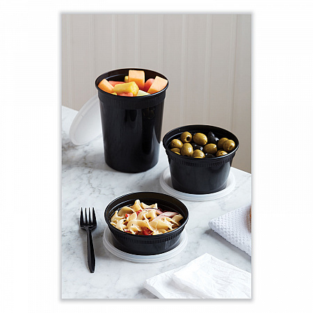 Newspring DELItainer Microwavable Container, 8 oz, 4.7 x 4.7 x 1.8, Black/Clear, Plastic, 240/Carton (YL2508B)