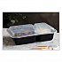 Newspring VERSAtainer Microwavable Containers, Rectangular, 2 Compartments, 30 oz, Black/Clear, Plastic, 150/Carton (NC8288B)