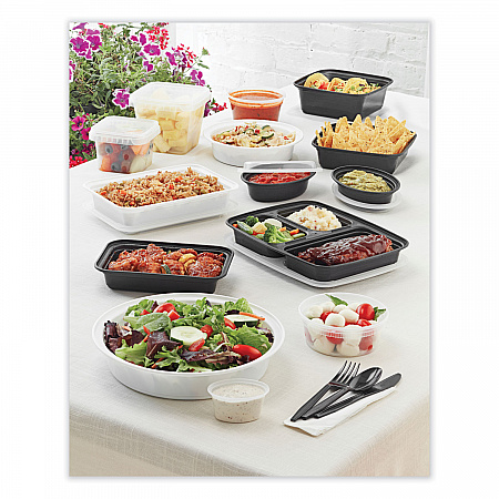 Newspring VERSAtainer Microwavable Containers, Round, 35 oz, 8 x 8 x 2.5, White/Clear, Plastic, 150/Carton (NC737)