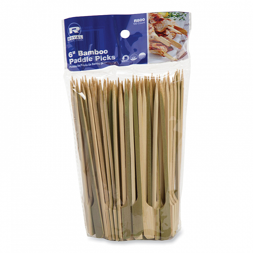 Bamboo Paddle Picks, 6", Natural, 1,000/Carton (R800)