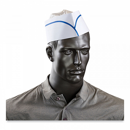 Classy Cap, Crepe Paper, Adjustable, One Size Fits All, White/Blue Stripe, 100 Caps/Pack, 10 Packs/Carton (RCC2)