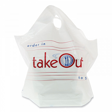 Wave Top To-Go Bags, Take-Out Labeling, Cut-Out Handles, 19