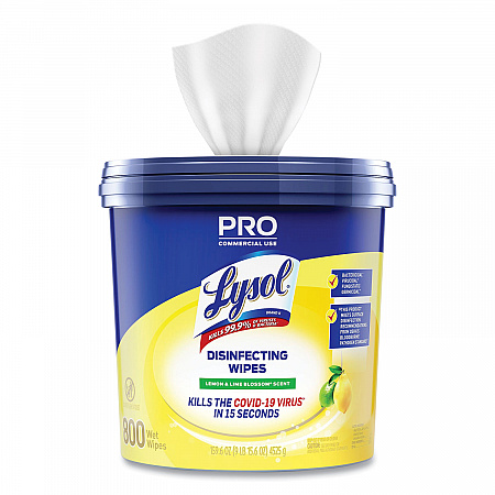 Professional Disinfecting Wipe Bucket, 1-Ply, 6 x 8, Lemon and Lime Blossom, White, 800 Wipes (99856EA)